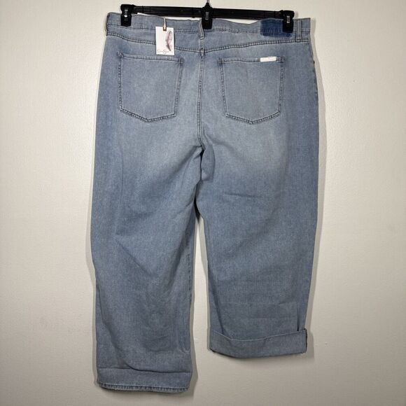 Jessica Simpson Boyfriend Jean Wide Leg Distressed Size 22W NWT Dearest Blue NWT - Picture 6 of 16